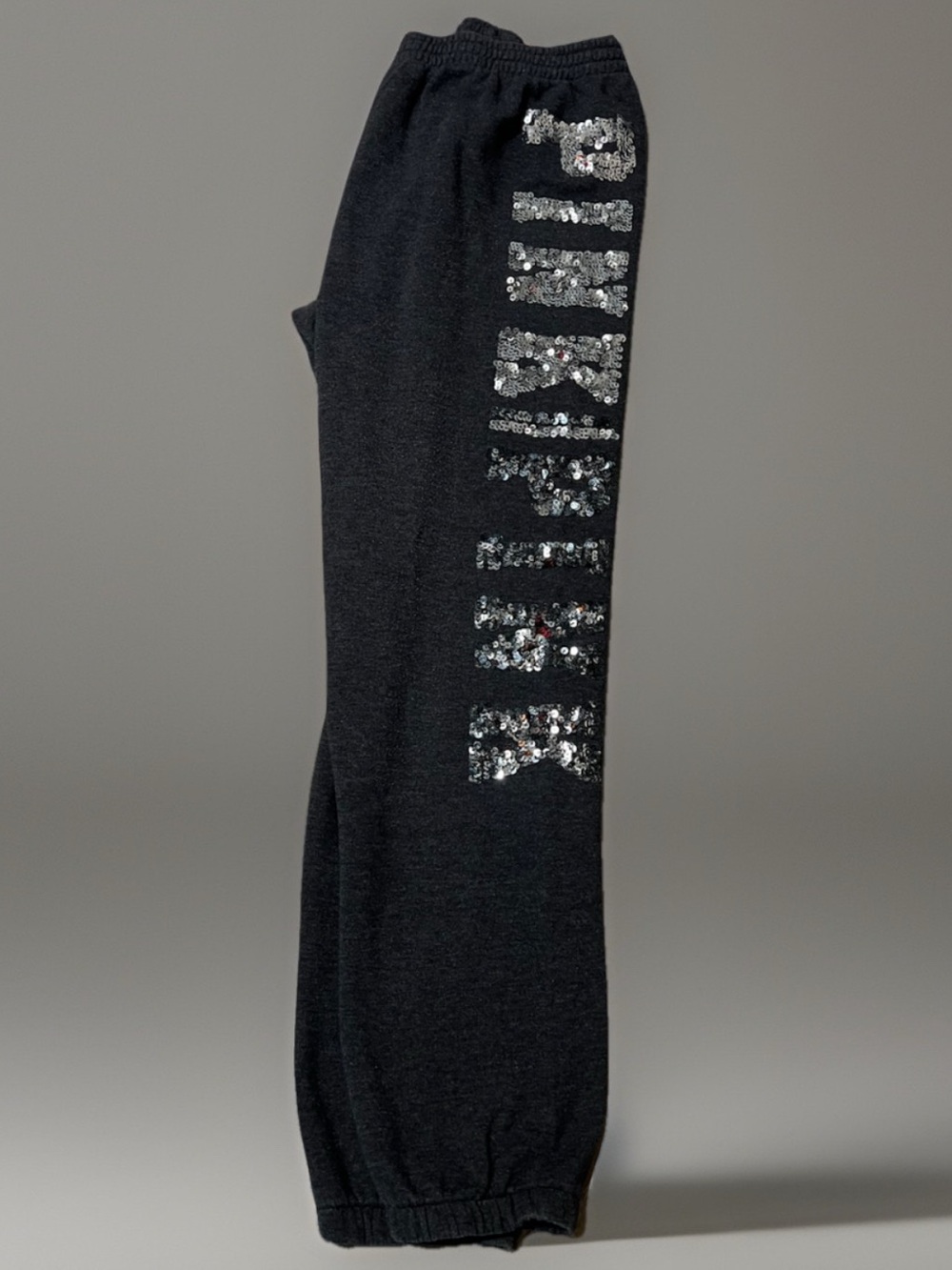 Victoria's Secret Black Joggers pants with Silver Sequin Bling Detail Size M